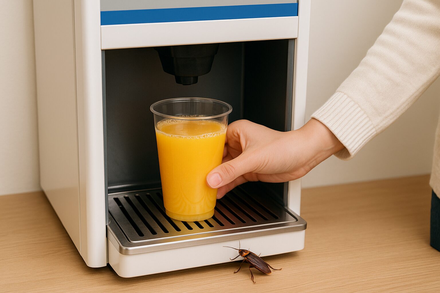 オレンジジュース自販機にゴキブリが混入？衛生面から徹底検証します！