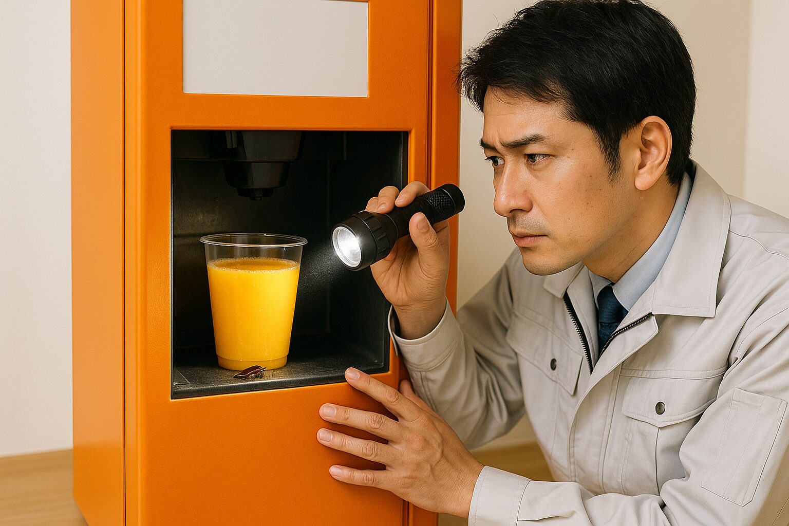 オレンジジュース自販機にゴキブリが混入するのはカップ式?